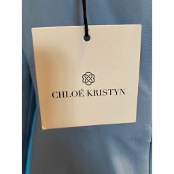 Made in the USA NWT CHLOE KRISTYN Dress CutOut Stretch Knit Blue Adj Strap XL - Picture 7 of 9